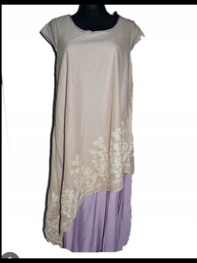 Zanzea Lilac & Beige Layered Dress